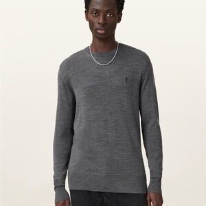 AllSaints Mode Merino Wool Slim Charcoal Crewneck Sweater